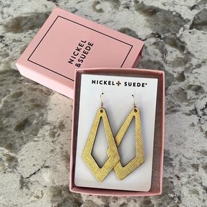 NWOT Nickel & Suede Gold Leather Earrings